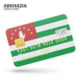 Credit card with Abkhazia flag background for bank, presentations and business. Isolated on white