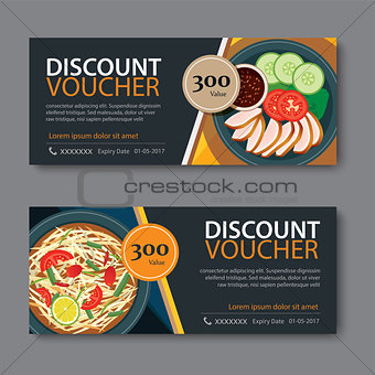 discount voucher template with thai food flat design