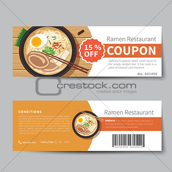 japanese food coupon discount template flat design