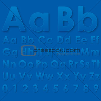 Alphabet letters on a blue background