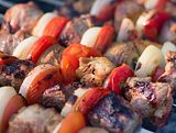 Barbecue with delicious grilled meat