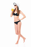 Girl in bikini with juice