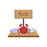 Fresh Crab On Market Counter