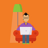 Man In The Armchair Working Freelance