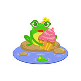 Cartoon Frog Character With Cupcake