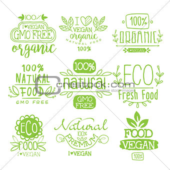 Organic Food Calligraphic Label Set