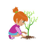 Girl Planting A Tree