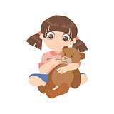 Girl Feeding A Teddy Bear