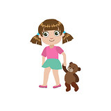 Girl Walking With Teddy Bear