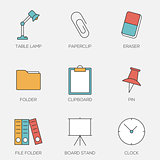 Office tools color line icons