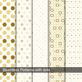 Seamless retro patterns with circles and dots.