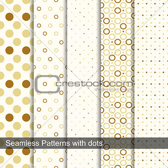 Seamless retro patterns with circles and dots.