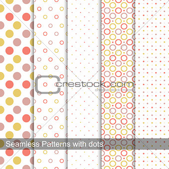 Collection of dotted seamless patterns.