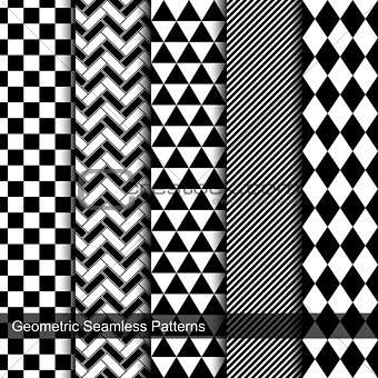 Collection of geometric seamless patterns.