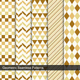 Geometric seamless patterns in retro colors.