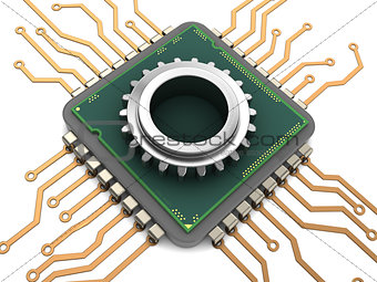 computer chip and gear