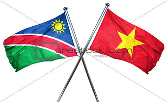 Namibia flag with Vietnam flag, 3D rendering