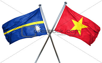 Nauru flag with Vietnam flag, 3D rendering