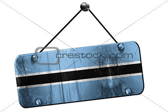 Botswana flag, 3D rendering, vintage grunge hanging sign