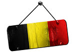 Belgium flag, 3D rendering, vintage grunge hanging sign