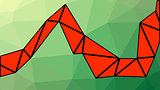 Abstract green and red gradient lowploly of many triangles background for use in design