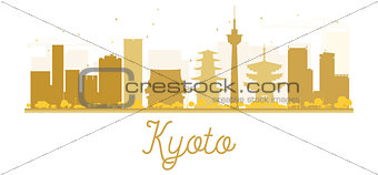 Kyoto City skyline golden silhouette. 