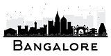 Bangalore City skyline black and white silhouette. 