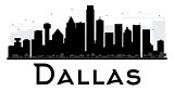 Dallas City skyline black and white silhouette. 