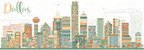 Abstract Dallas Skyline with Color Buildings. 