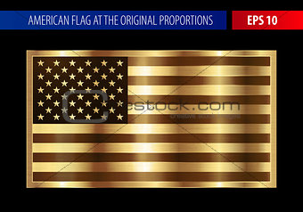 Gold American flag in a metallic frame