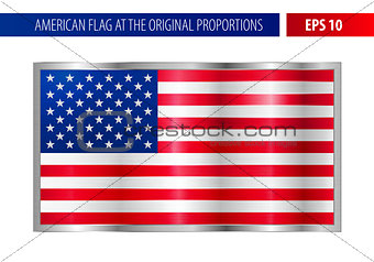American flag in a metallic silver frame