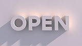 Isolated Concept of open. 3D illustration
