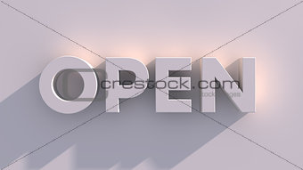 Isolated Concept of open. 3D illustration