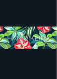 Wedding invitaion or card design with exotic tropical flowers and leaves