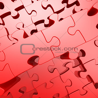 Red jigsaw puzzle with 3D effect  