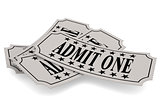 Ticket paper with admit one word