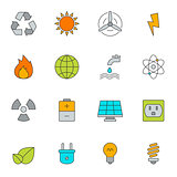 Eco energy color line icons