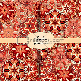 Mandala seamless patterns set. Islam, Arabic, Indian, ottoman motifs.