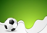 Green wavy soccer background with ball