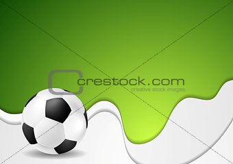 Green wavy soccer background with ball