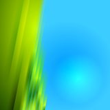 Green blurred stripes on blue bright background