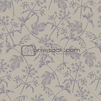 Seamless abstract hand-drawn waves pattern. Gorgeous  floral background
