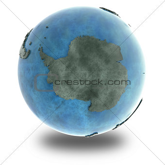 Antarctica on marble planet Earth