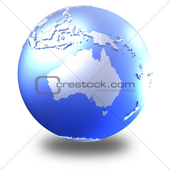 Australia on bright metallic Earth