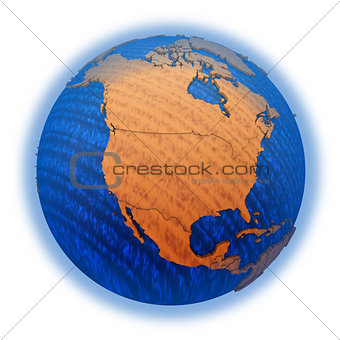 North America on wooden Earth