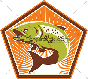 Trout Fish Jumping Retro