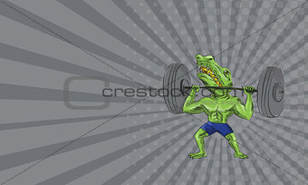 Business card Sobek Weightlifter Lifting Barbell Caricature
