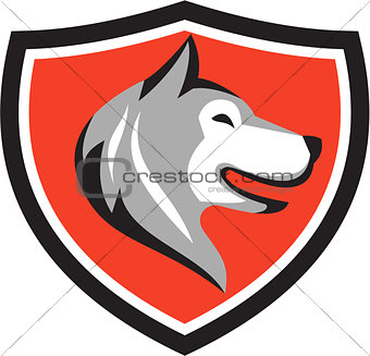 Husky Dog Head Shield Retro