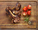 Grilled lamb chops steak with pepper and rosemary
