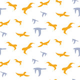 Flock of birds seamless vector pattern.